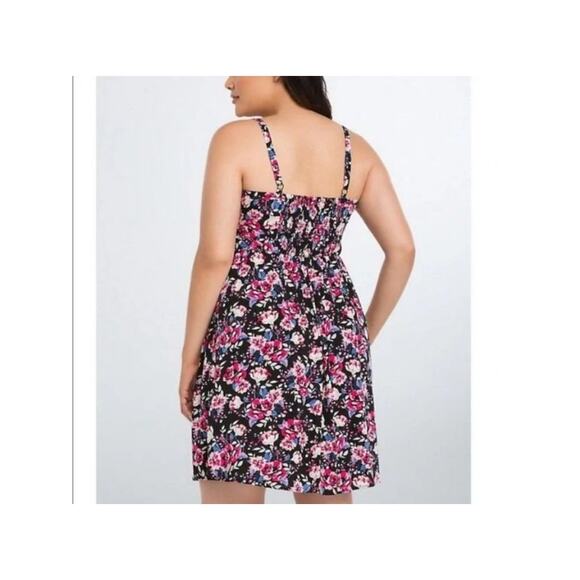 Torrid Spaghetti Strap Floral Dress SZ 2X Lace Up Tie Front - Picture 2 of 10